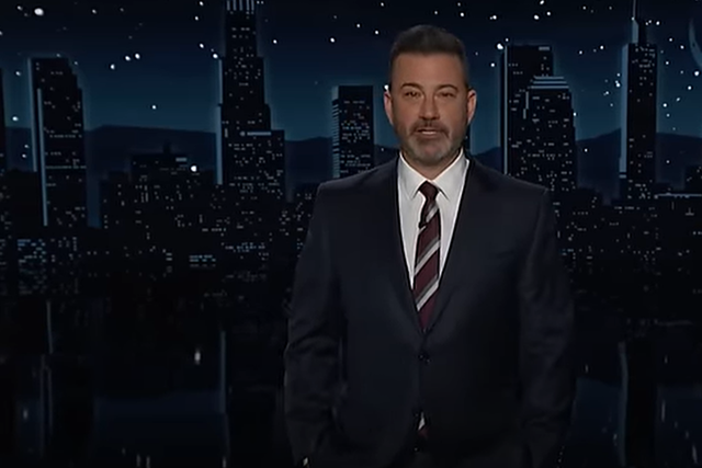 <p>Jimmy Kimmel reacts to Donald Trump’s mystery red dots on his hand </p>