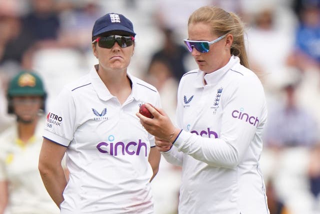 Sophie Ecclestone, right, and Nat Sciver-Brunt will miss England’s first three T20s in New Zealand next month (Tim Goode/PA)