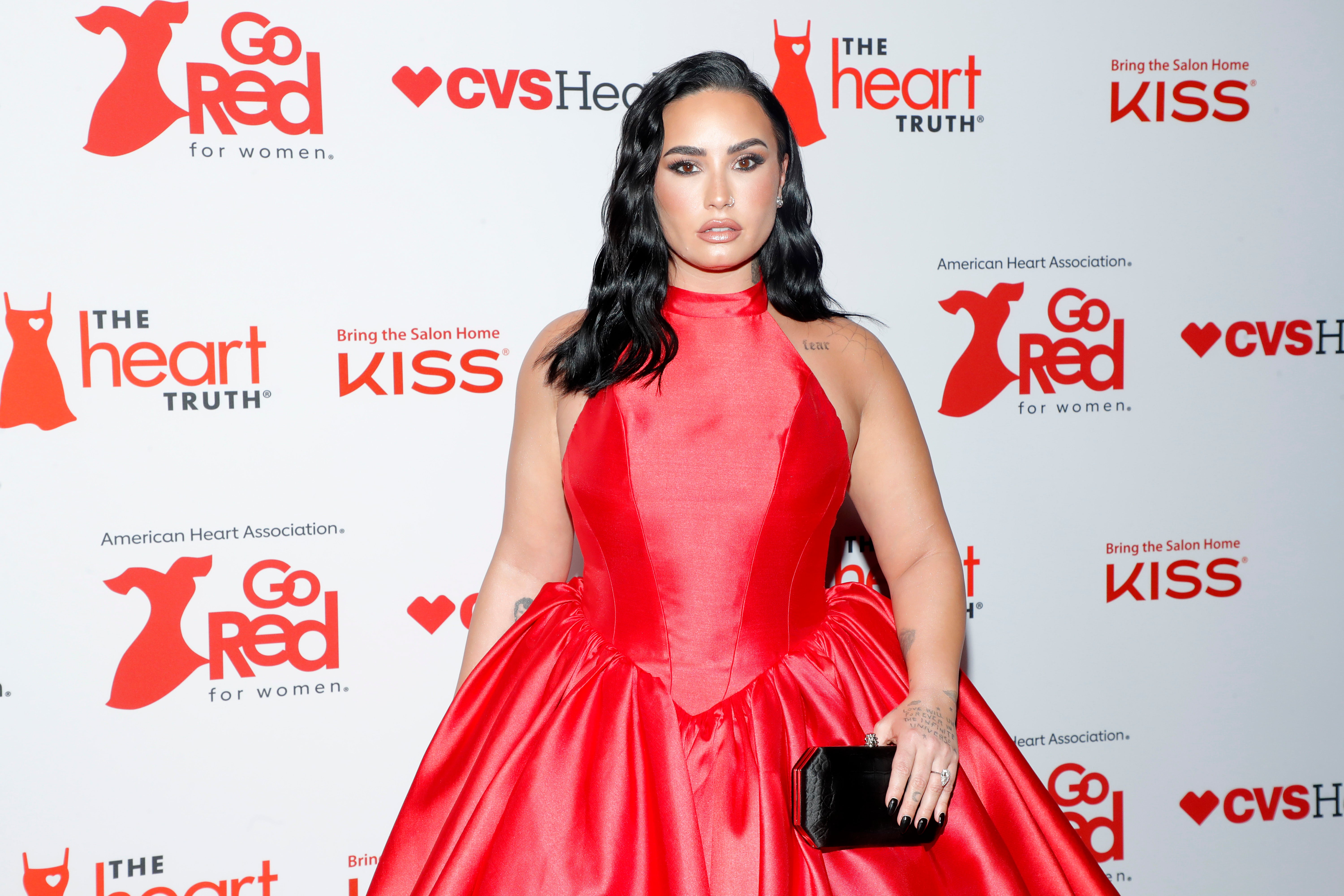 Demi Lovato attends The American Heart Association’s Go Red for Women Red Dress Collection Concert on 31 January 2024