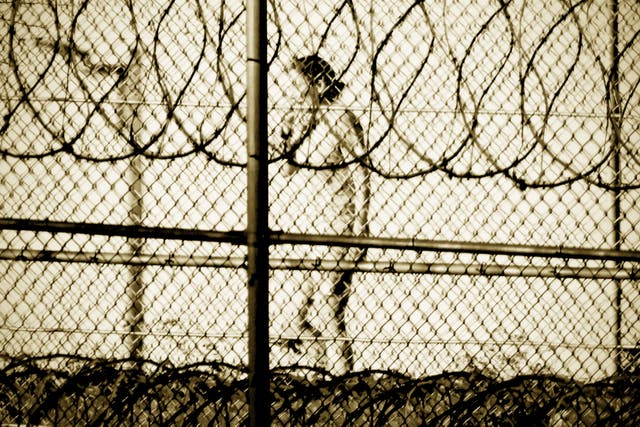 <p>Convicted sex trafficker Ghislaine Maxwell, pictured exercising inside the fences of her Tallahassee prison, is serving a 20-year sentence</p>