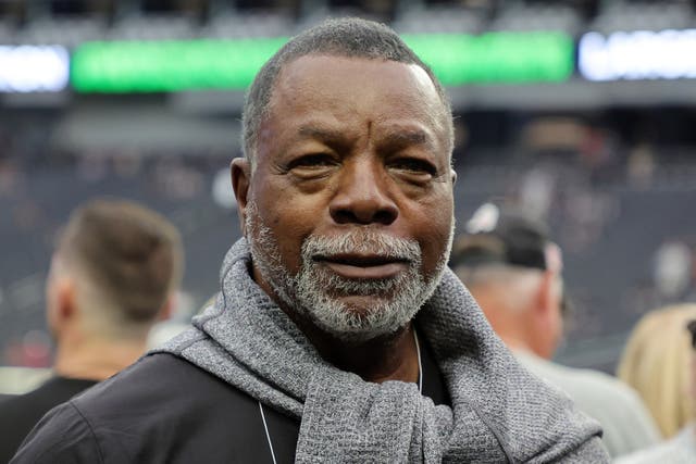 <p>Carl Weathers attends an NFL game in Las Vegas in 2022</p>