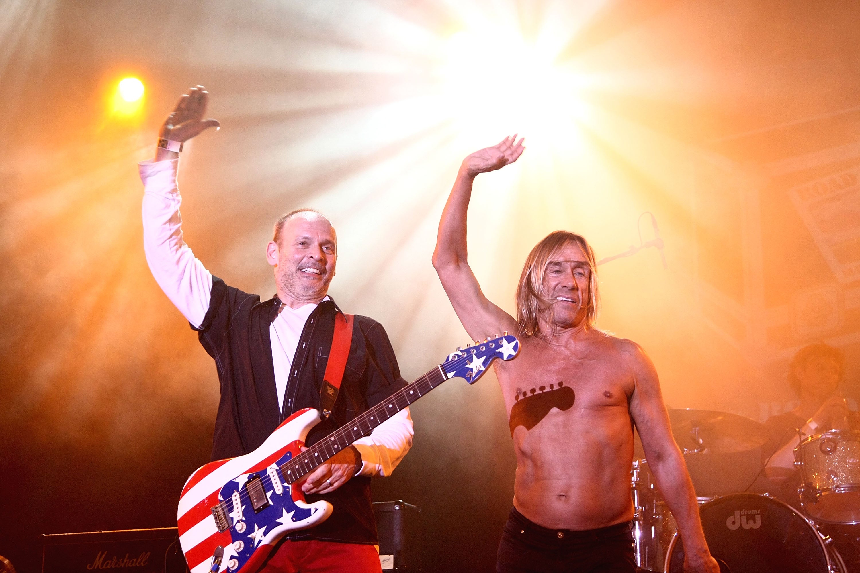 Wayne Kramer and Iggy Pop onstage in New York in 2009