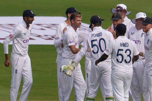 James Anderson led the England in style on day two in Visakhapatnam (Manish Swarup/AP)
