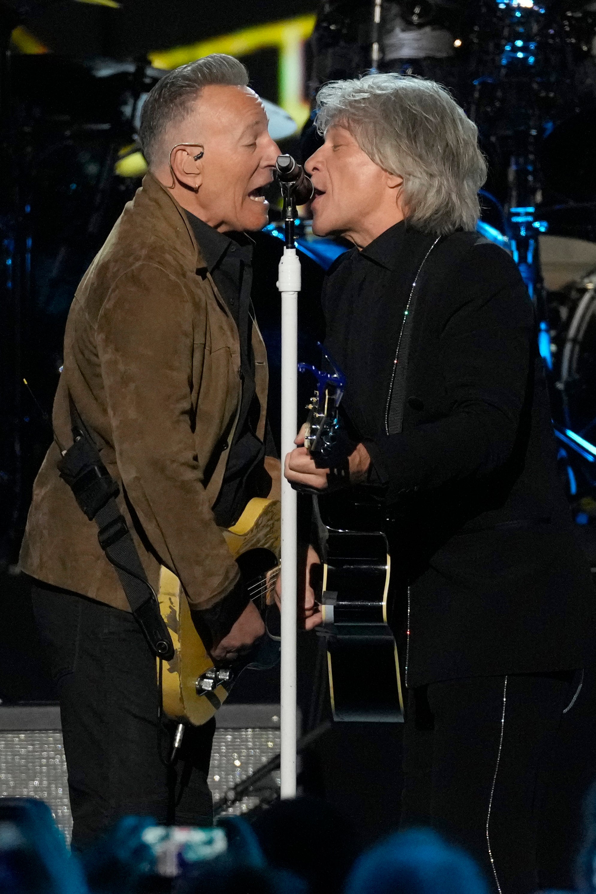 Jon Bon Jovi and his one-time hero, now friend, Bruce Springsteen perform in February 2024