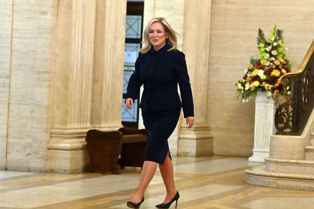 Sinn Fein Vice President Michelle O’Neill in the Great Hall at Parliament Buildings at Stormont, before a sitting of the Northern Ireland Assembly (PA)