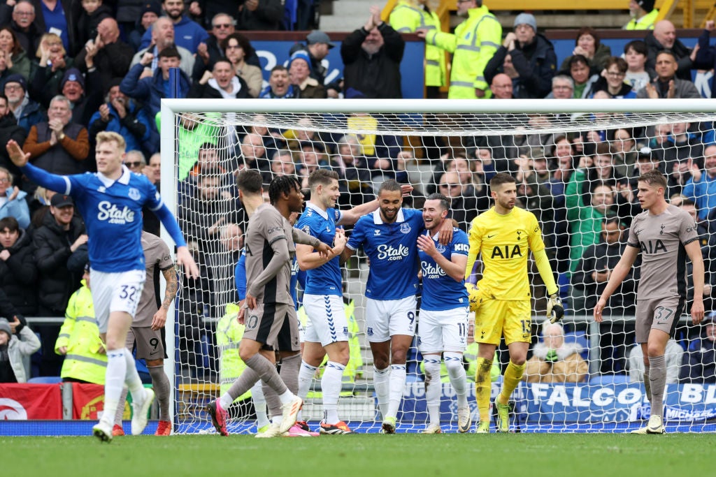 Dominic Calvert-Lewin celebrates scoring against Tottenham