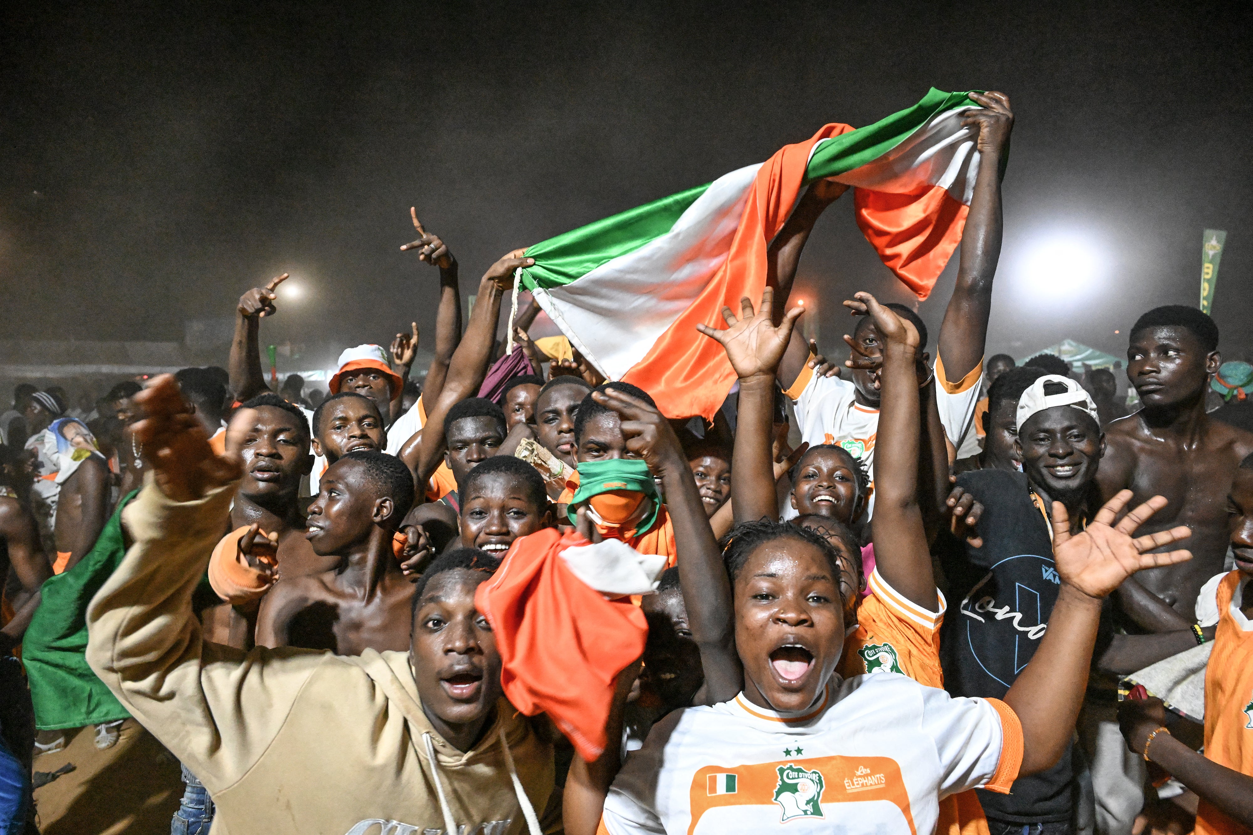 Ivorian fans celebrated wildly after the win