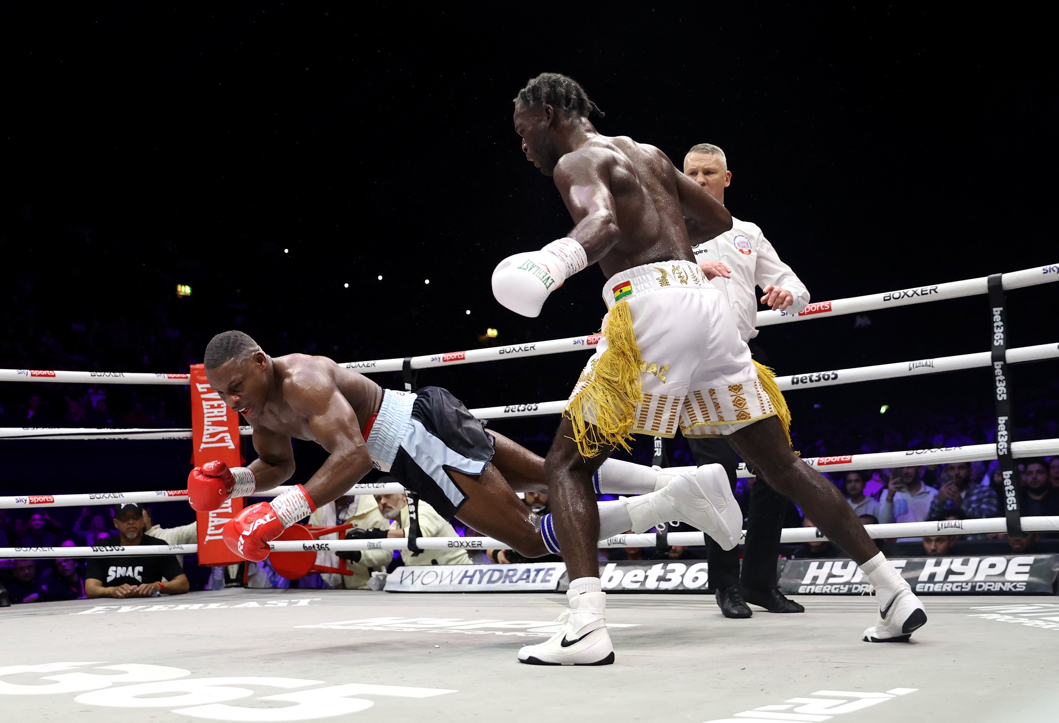 Azeez hit the canvas twice in round 11 but arguably slipped both times