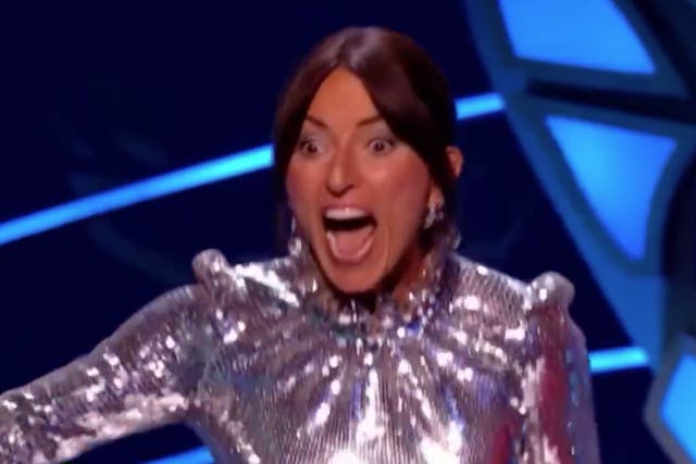 <p>Davina McCall screams as her friend Nicky Campbell is unveiled on ‘The Masked Singer’ </p>