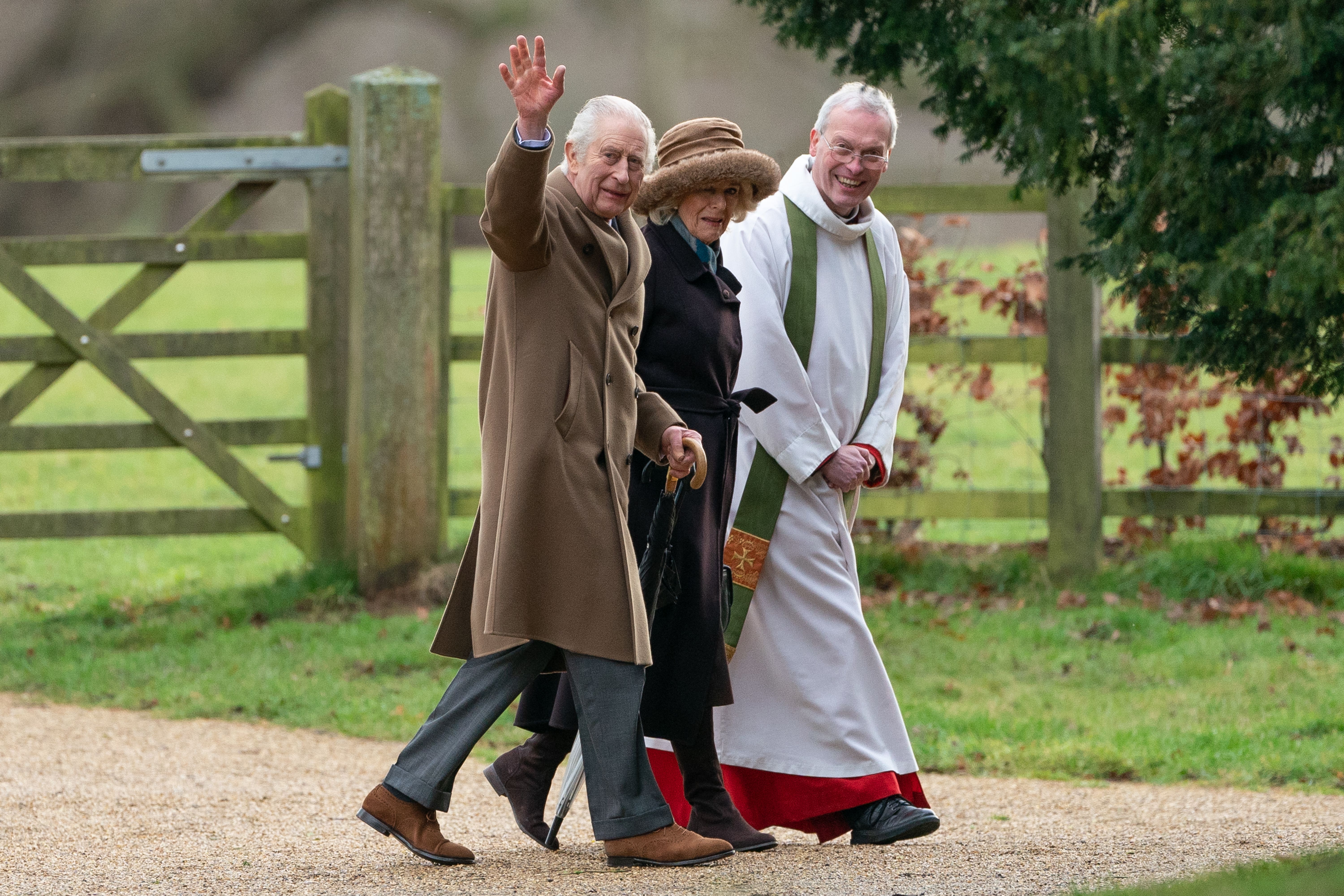 The King and Queen attended a Sunday church service at St Mary Magdalene Church in Sandringham, Norfolk (Joe Giddens/PA)