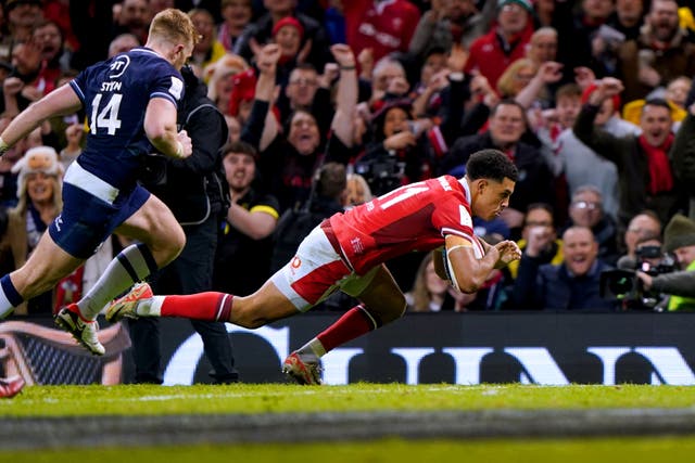 Rio Dyer scored one of Wales’ four second-half tries against Scotland (Joe Giddens/PA)