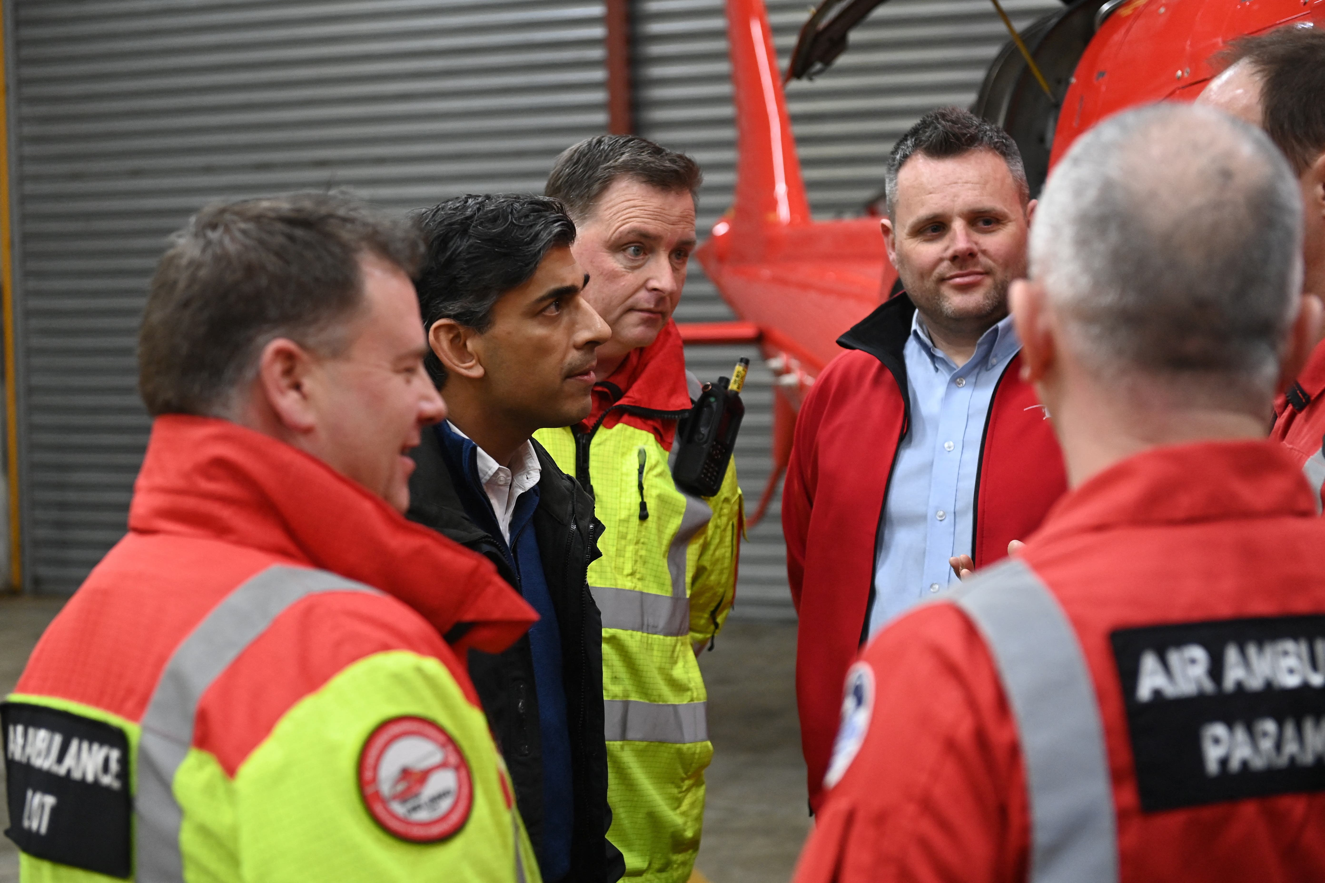 Prime Minister Rishi Sunak visited Air Ambulance Northern Ireland (Carrie Davenport/PA)