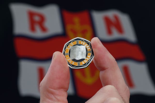 A new commemorative RNLI 50p has been unveiled by the Royal Mint (PinPep/Royal Mint/PA)