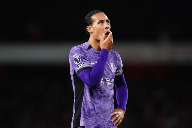 Liverpool’s Virgil van Dijk accepted responsibility for the blunder which gifted Arsenal their second goal (John Walton/PA)
