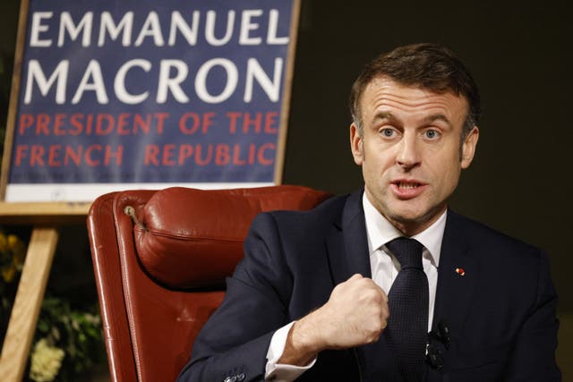 <p>French president Emmanuel Macron gestures as he speaks to the students at the University of Lund, Sweden </p>