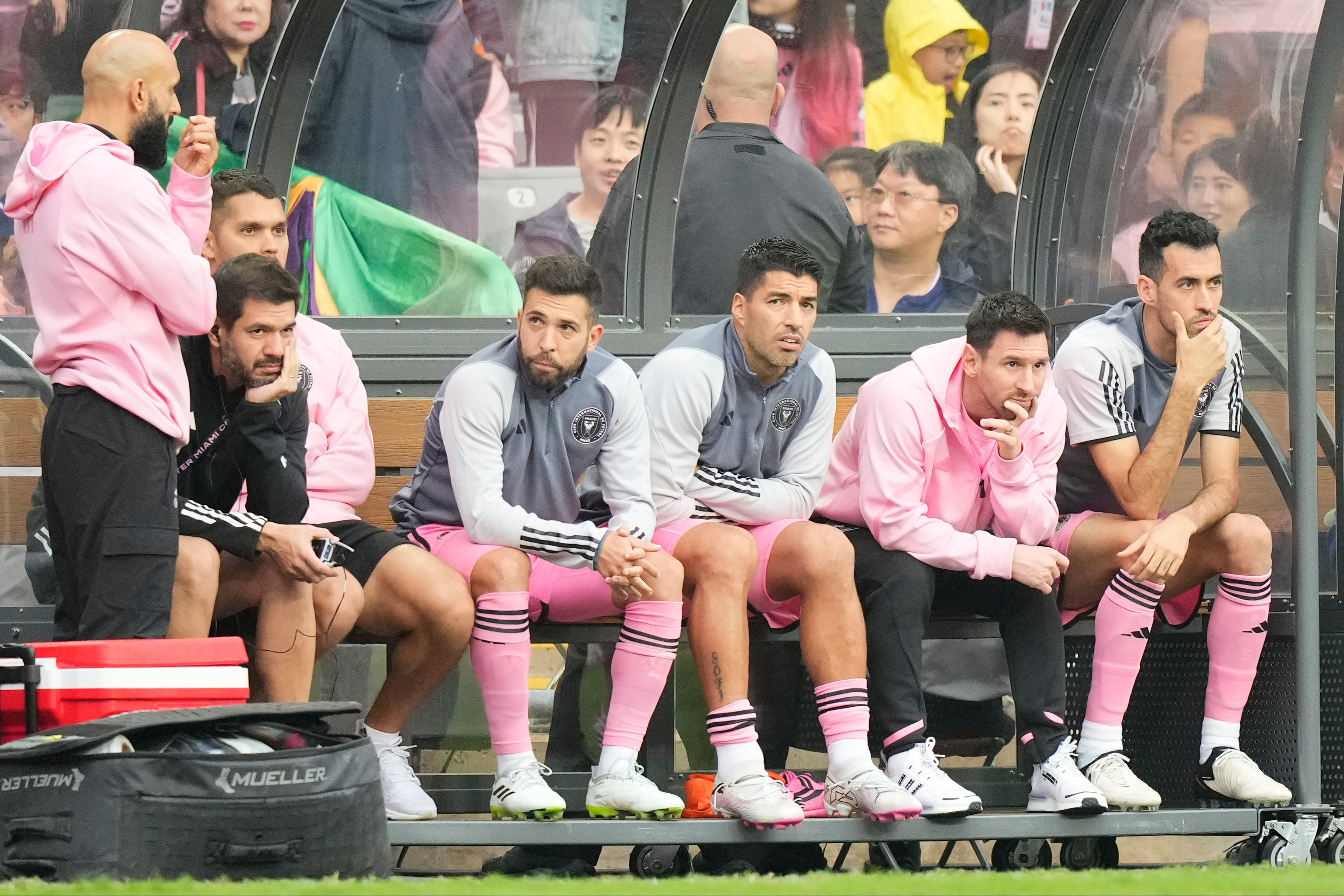 Lionel Messi (second from right) did not make a planned appearance in an Inter Miami preseason friendly