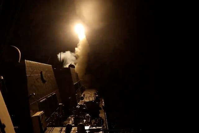 <p>Watch moment US launch missile strikes towards Houthi targets from military warship.</p>