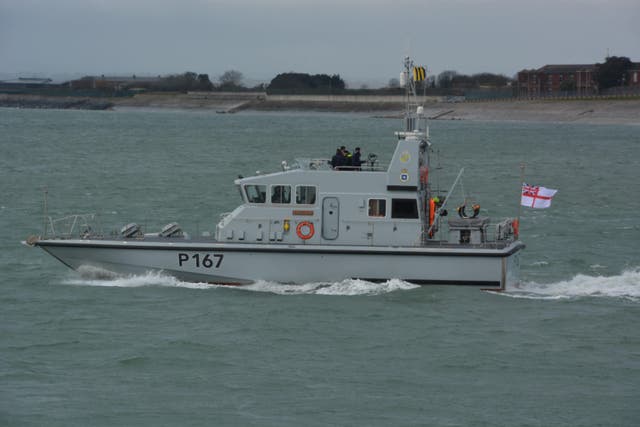 HMS Exploit sailing from Portsmouth Naval Base (Ben Mitchell/PA)