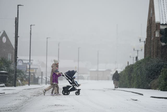 Whitby and other parts of northern England saw snowfall last month (Danny Lawson/PA)