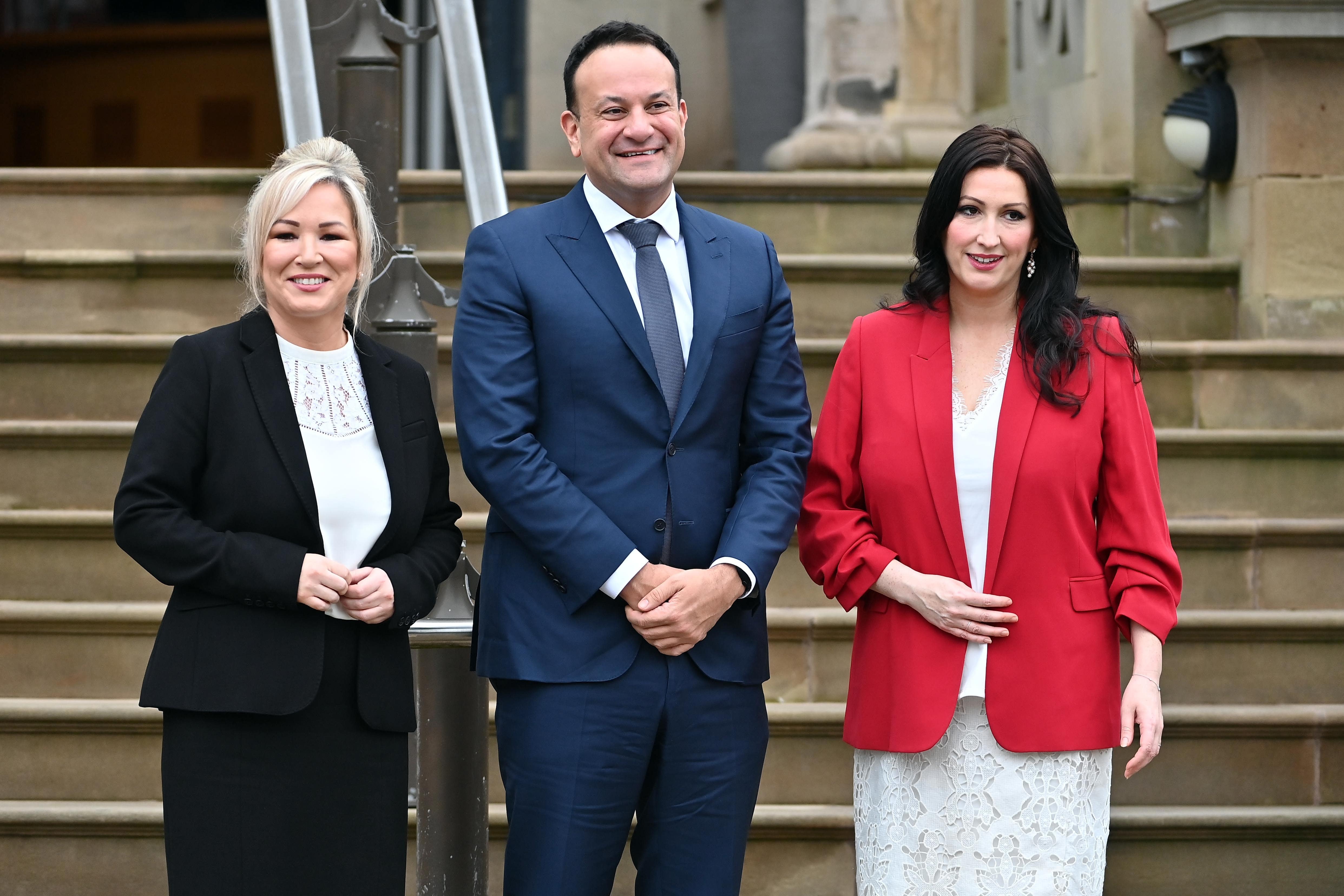 Taoiseach Leo Varadkar, centre, said more funding pledges through its Shared Island Initiative would be forthcoming (Oliver McVeigh/PA)