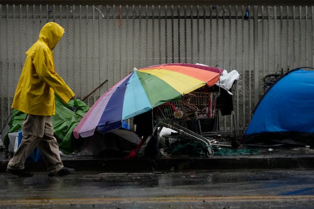 <p>LA authorities criticised for ‘abysmal’ response  to unhoused community during California storms</p>
