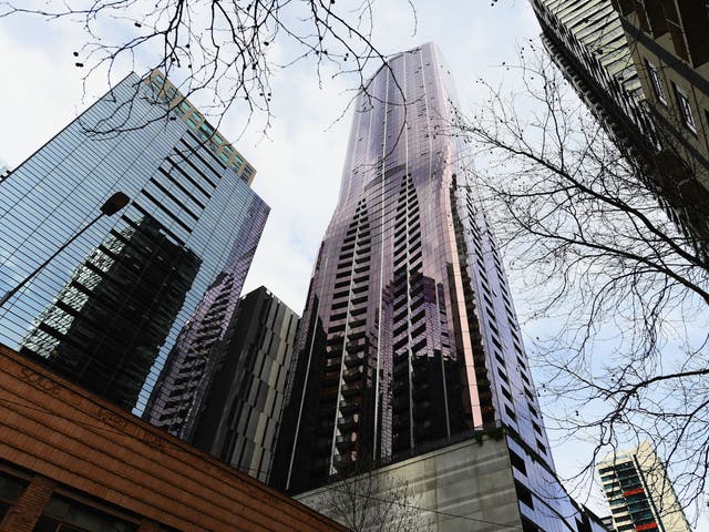 <p>File: The exterior of EQ Tower on A’Beckett Street as seen on 23 July 2018 in Melbourne, Australia</p>