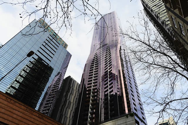 <p>File: The exterior of EQ Tower on A’Beckett Street as seen on 23 July 2018 in Melbourne, Australia</p>