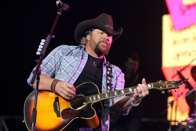 <p>Toby Keith on stage in Indio, California in 2010</p>