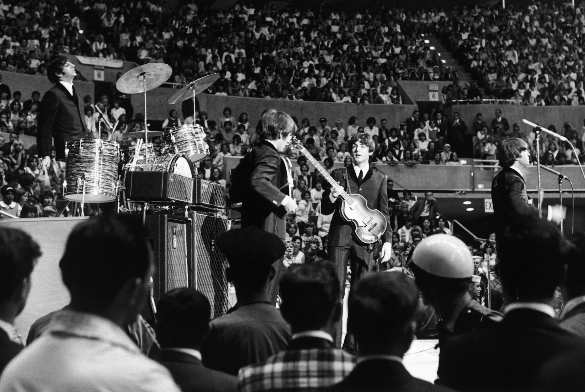 The Beatles perform at the Seattle Center Coliseum in Washington during their Summer 1964 United States and Canada Tour, 21 August 1964