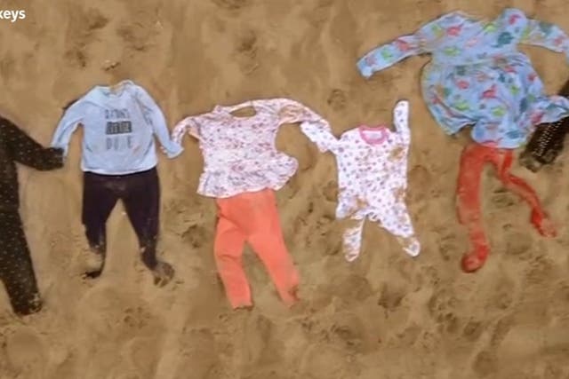 <p>Watch: Children’s clothing stretching 5km laid out on beach in Gaza war protest.</p>