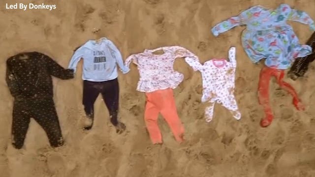 <p>Watch: Children’s clothing stretching 5km laid out on beach in Gaza war protest.</p>