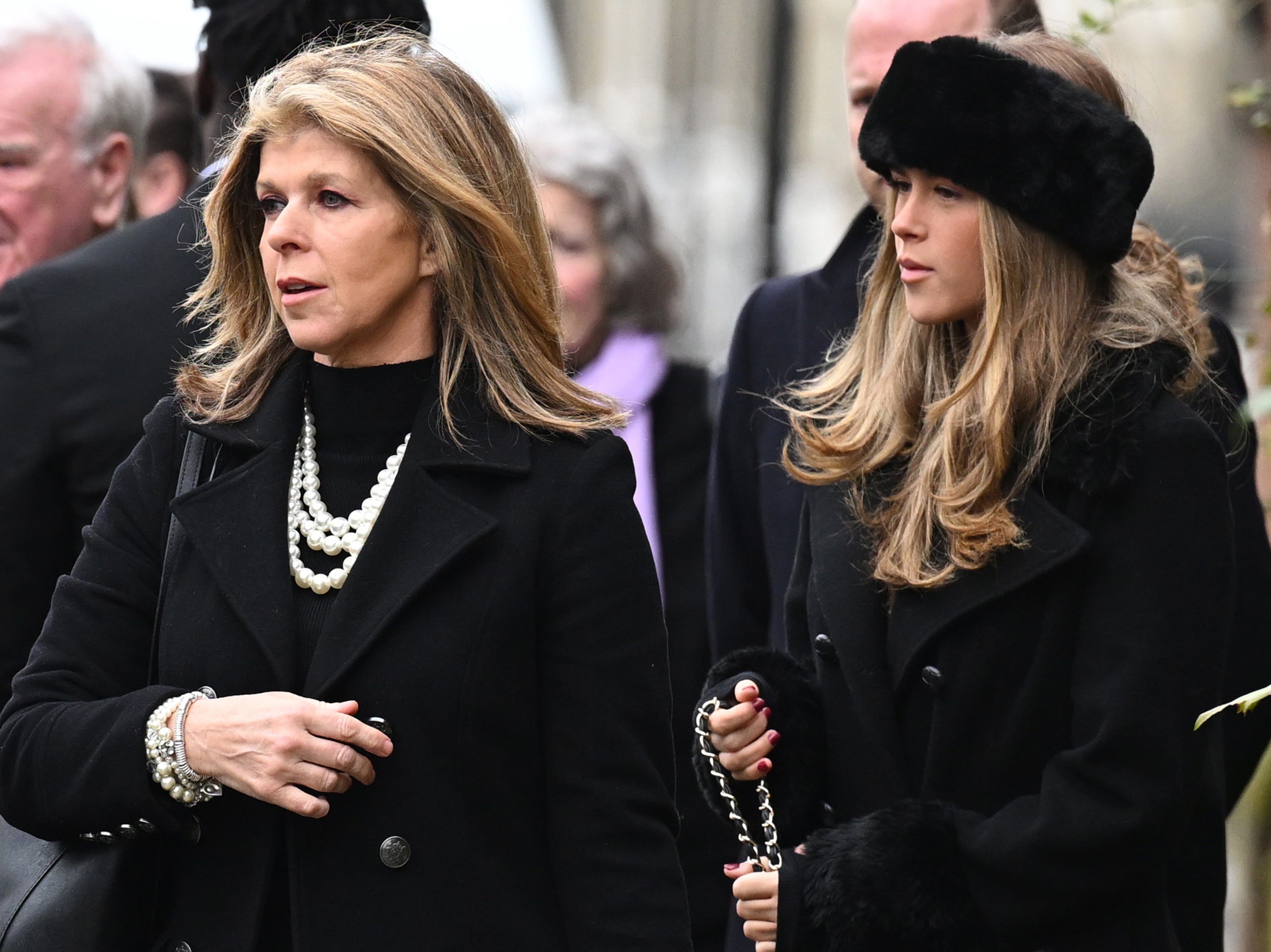 Kate Garraway and daughter Darcey attend Derek Draper’s funeral
