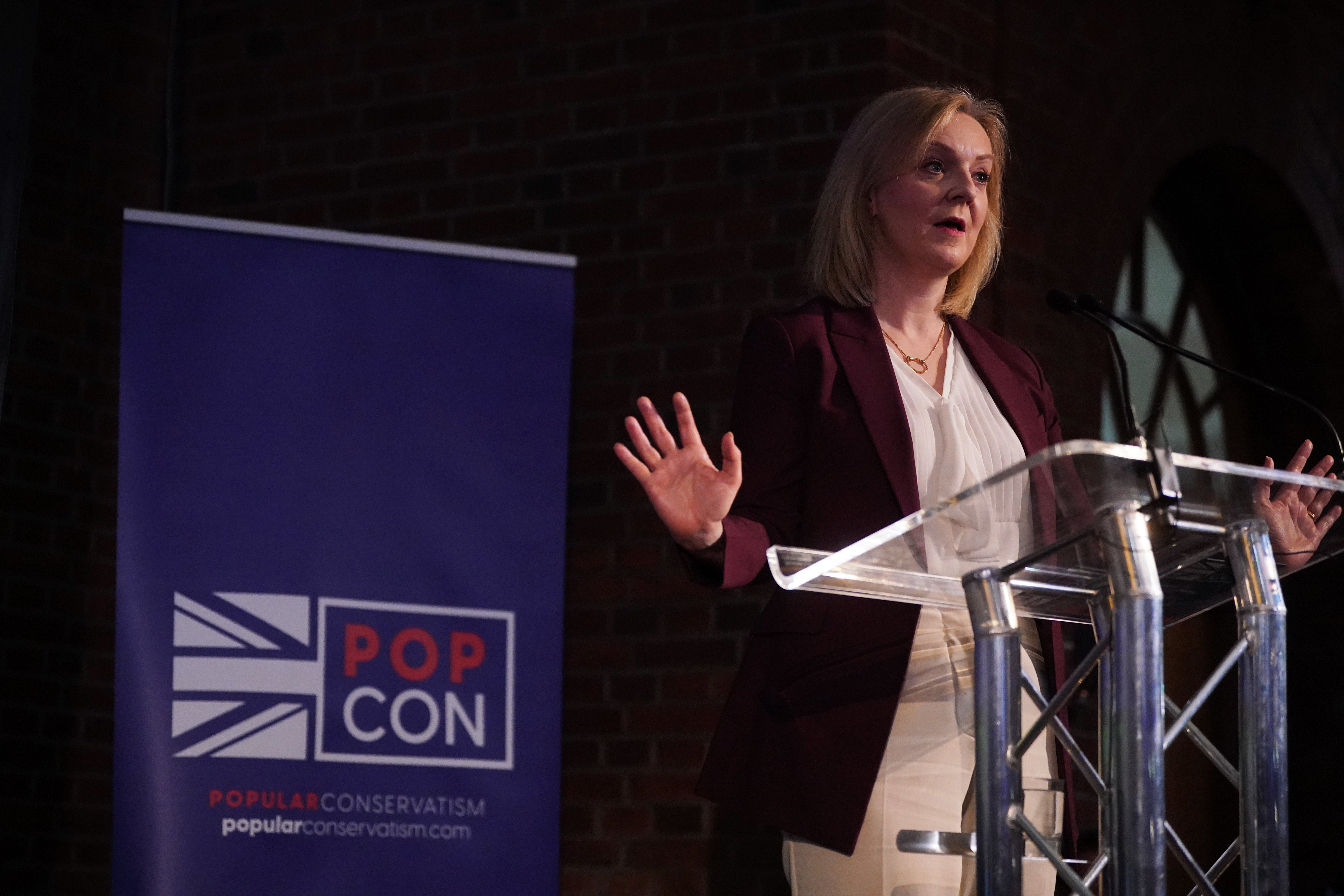 Former prime minister Liz Truss during the launch of Popular Conservatism