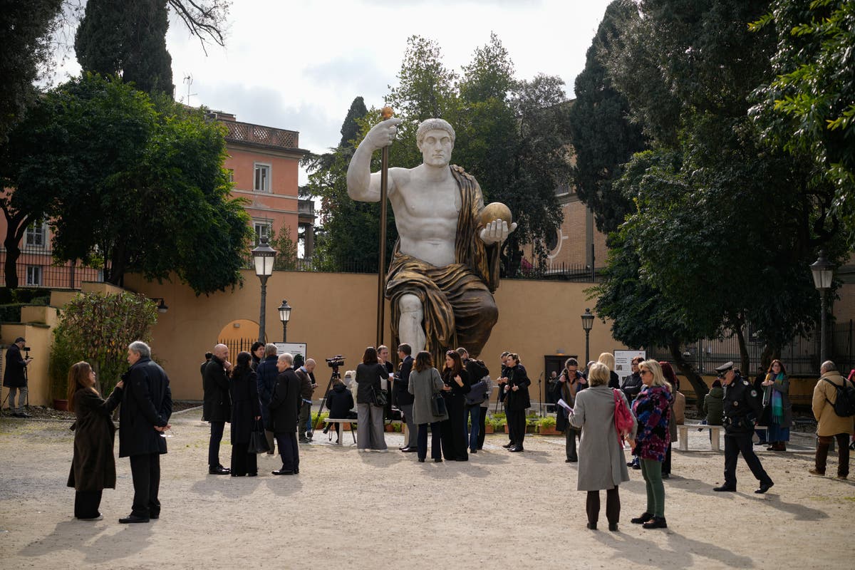 Gigantic replica of Emperor Constantine looks out over Rome as 3D technology brings past to life