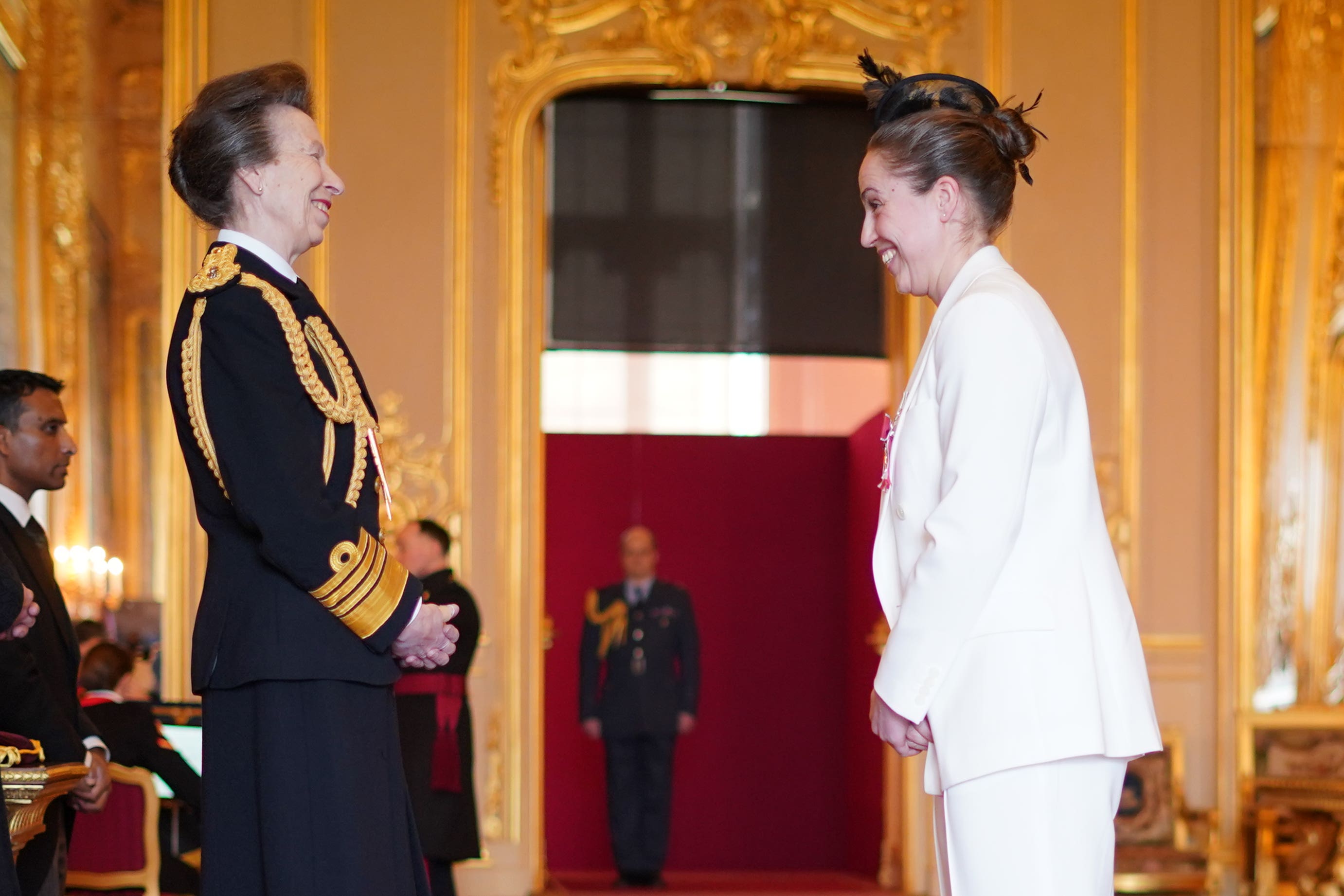 Princess Anne carried out four engagements, including an investiture, on Tuesday
