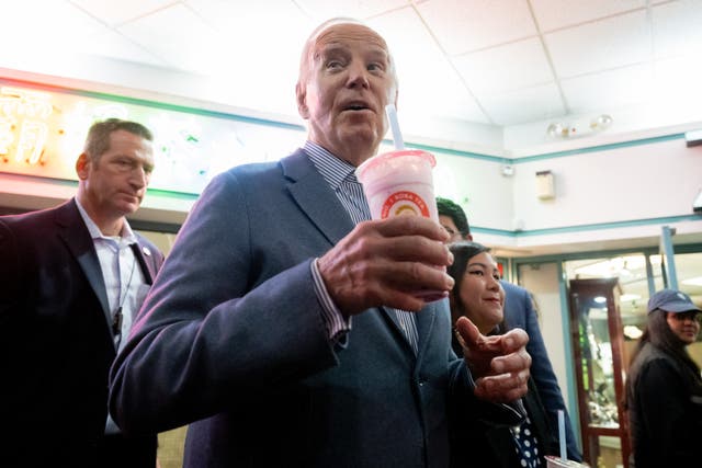 <p>US President Joe Biden visits the No. 1 Boba Tea shop in Las Vegas, Nevada, 5 February, 2024</p>