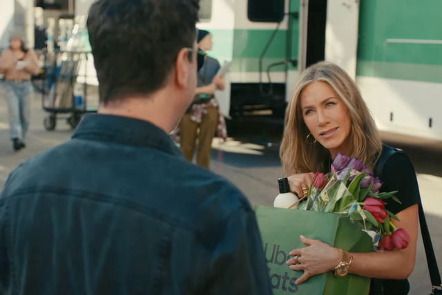 <p>Jennifer Aniston and David Schwimmer reunite in an Uber Eats commercial </p>
