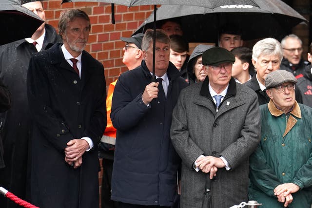 Sir Jim Ratcliffe (left) and former Manchester United manager Sir Alex Ferguson (second right) attend the memorial service for the victims of the 1958 Munich Air Disaster at Old Trafford, Manchester. Today is the 66th anniversary of the Munich Air Disaster, which claimed 23 lives, including eight players.