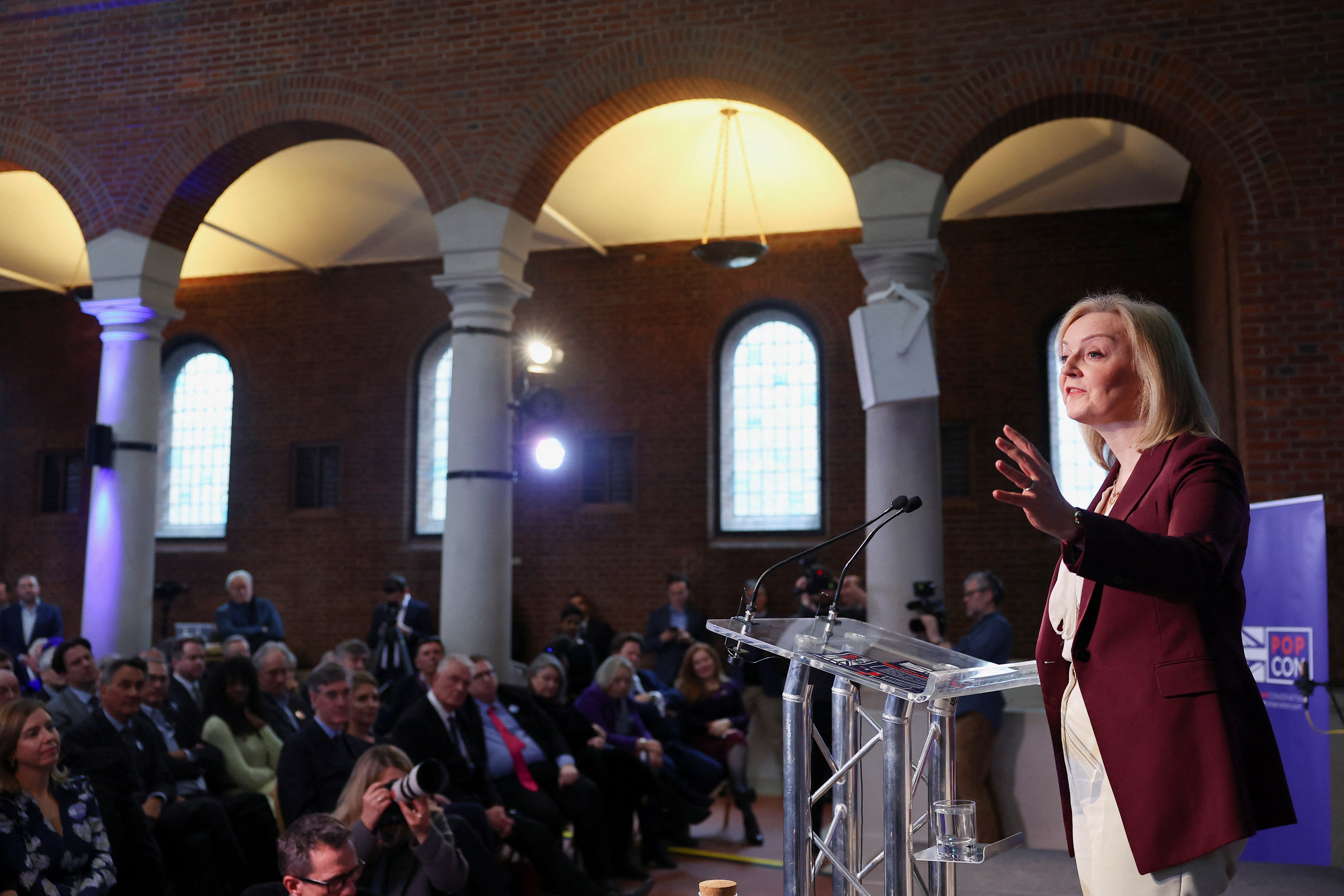 Record-breaking prime minister Liz Truss at the launch of Popular Conservatism