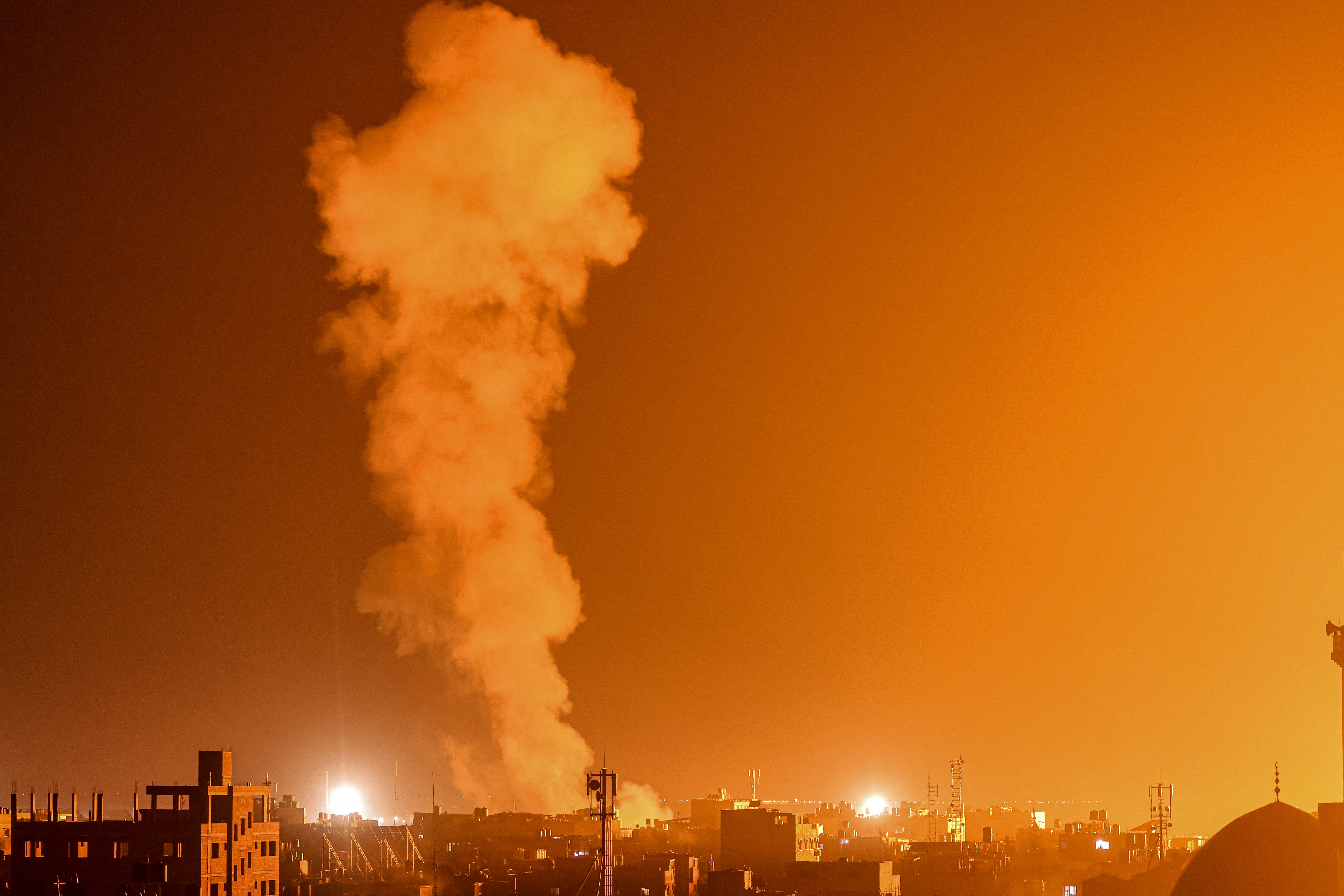 Smoke billows during Israeli bombardment in Rafah