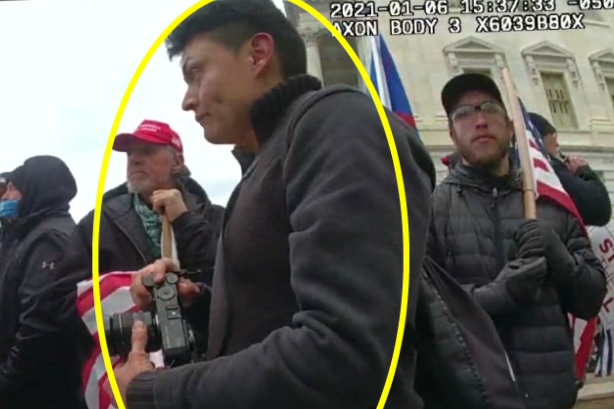 <p>Kevin Alstrup in footage included in charging documents  </p>