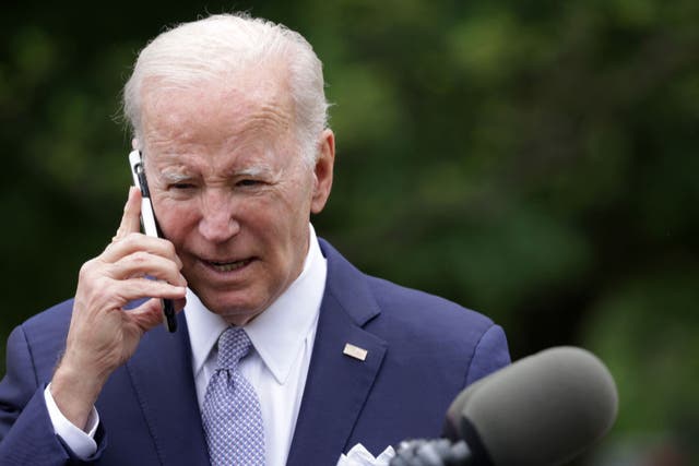 <p>The real Joe Biden in May 2023, emphatically not urging New Hampshire primary voters to stay home</p>
