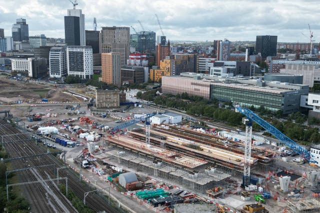 Construction work of the HS2 project takes place at Curzon Street in Birmingham (Jacob King/PA)