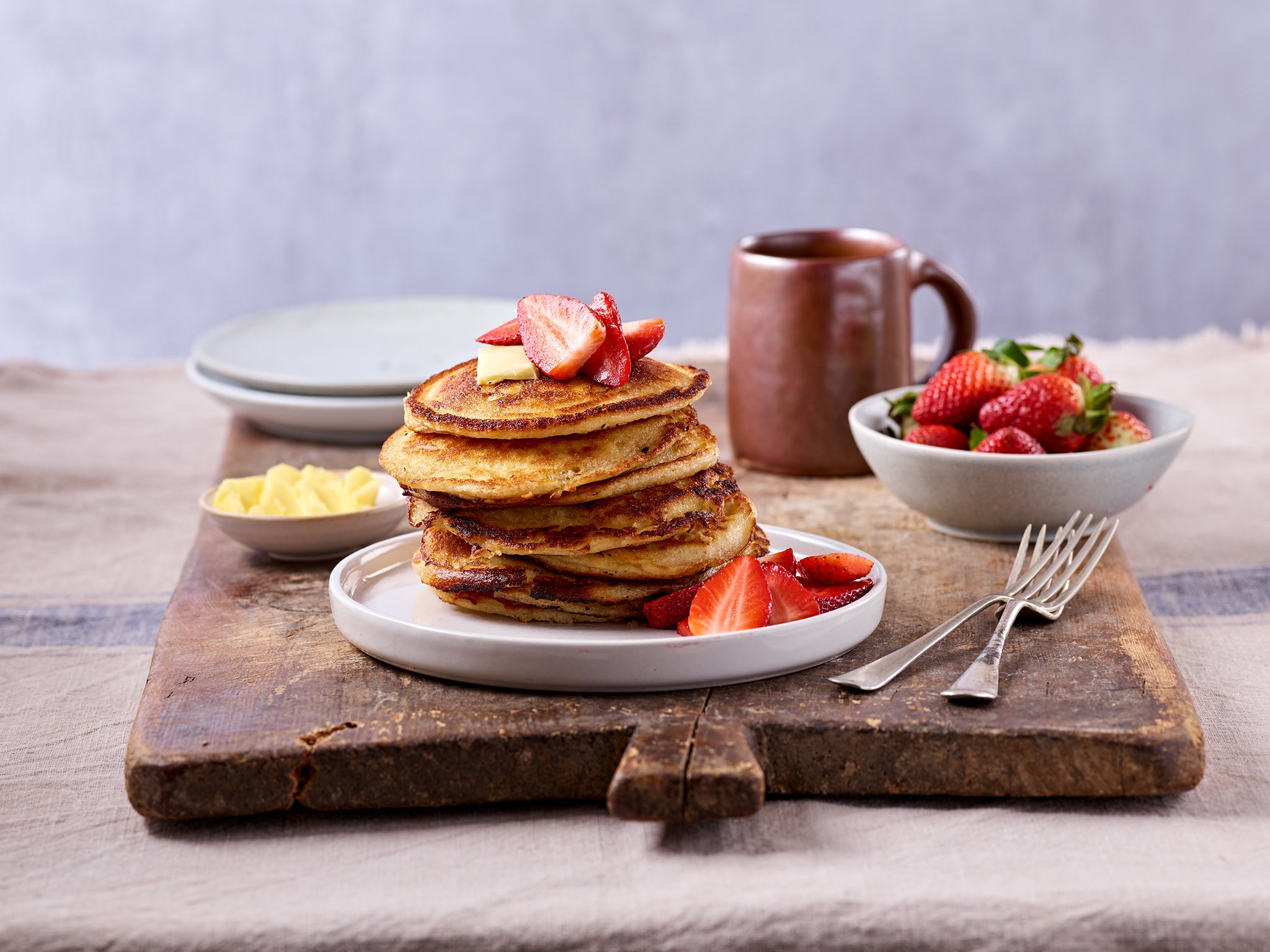 Buttermilk makes these pancakes extra light and fluffy