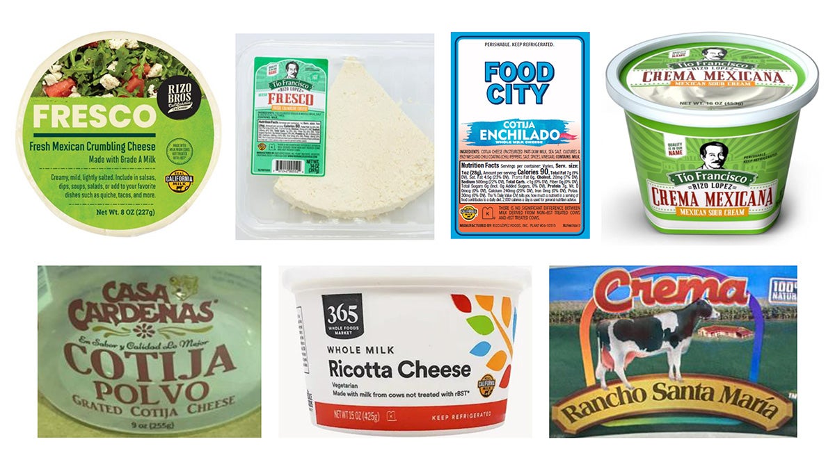 Some of the products being recalled are pictured here