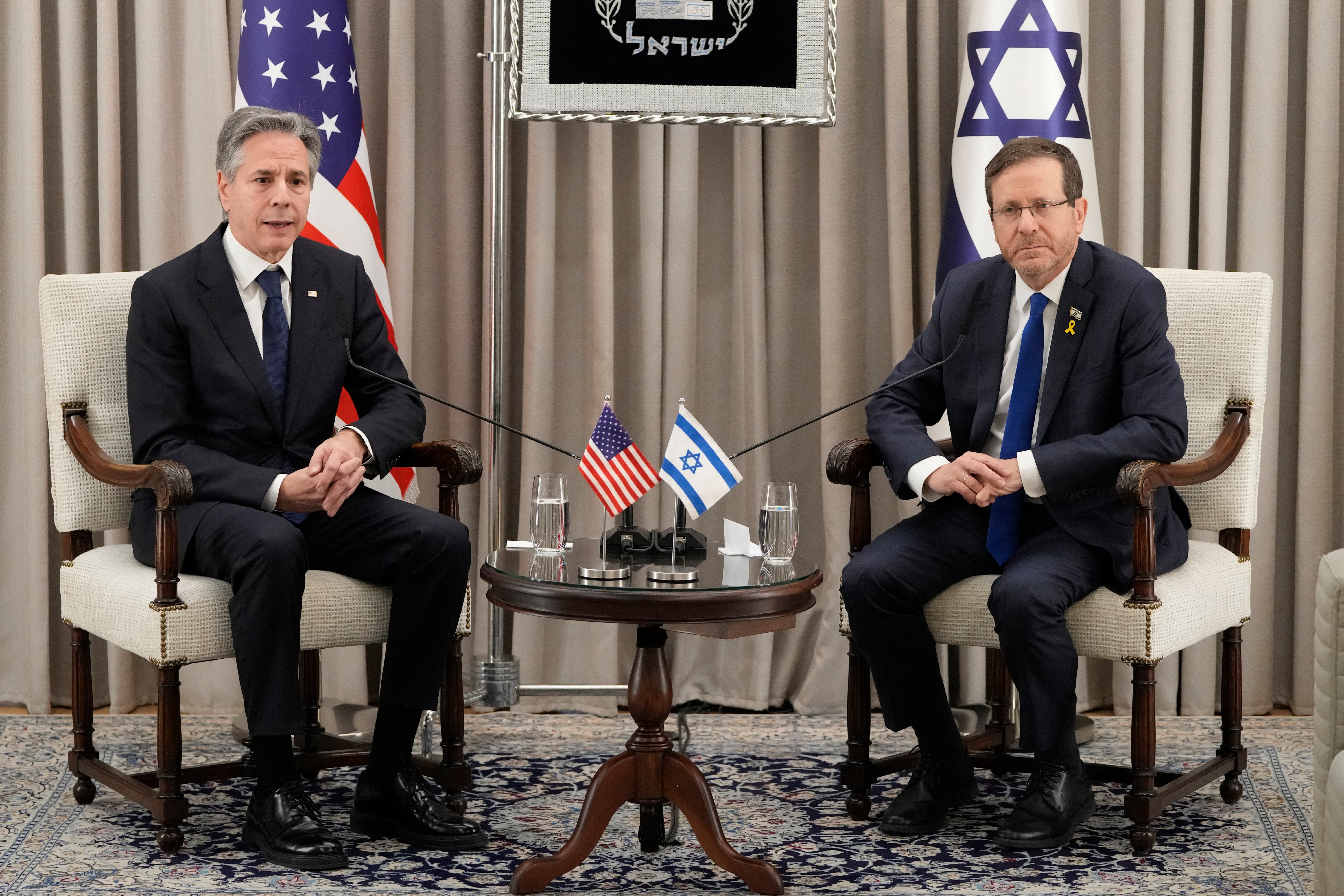 Antony Blinken with Israel’s president Isaac Herzog in Jerusalem on Wednesday