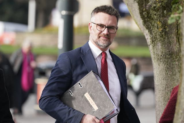 Bargain Hunt auctioneer Charles Hanson outside Derby Crown Court on Wednesday (Jacob King/PA)