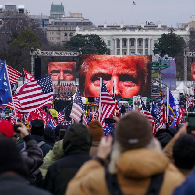 <p>Trump supporters participate in a rally in Washington, on 6 Jan 2021, that some blame for fuelling the attack on the US Capitol</p>