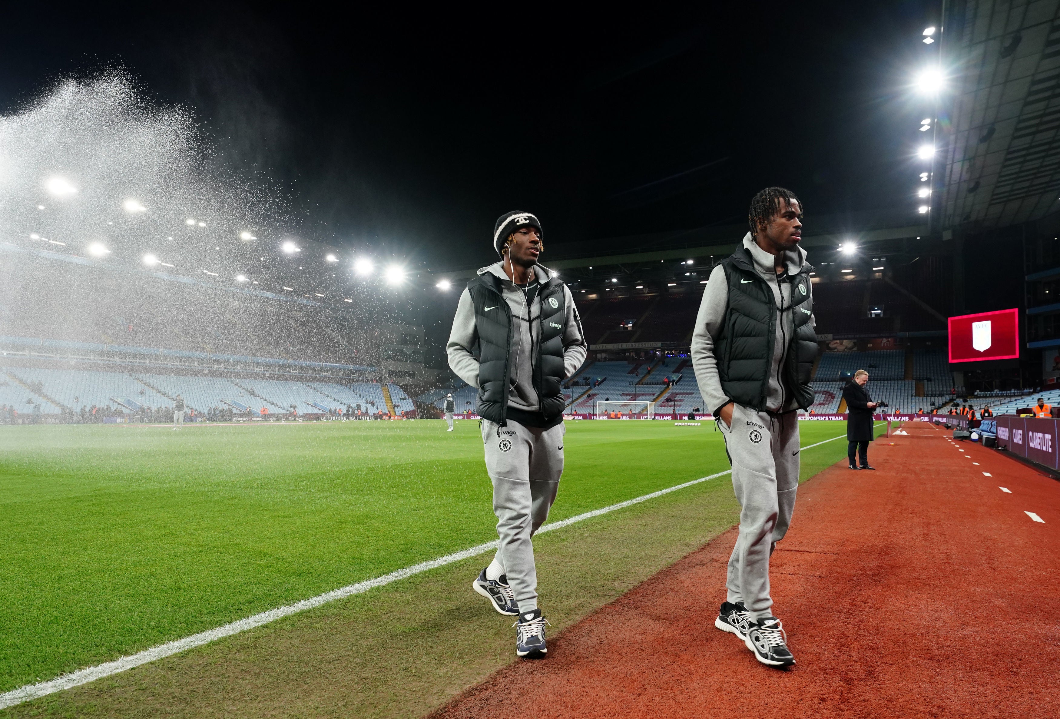 The Chelsea players take a quick walk out onto the pitch