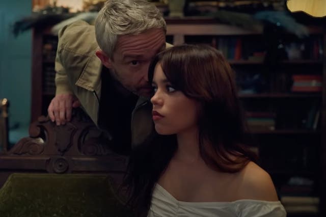 <p>Martin Freeman and Jenna Ortega in ‘Miller’s Girl'</p>